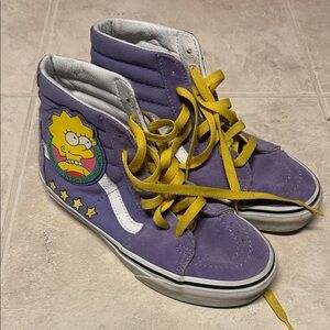 Vans Purple High-Top Kids Sneakers with Yellow Laces